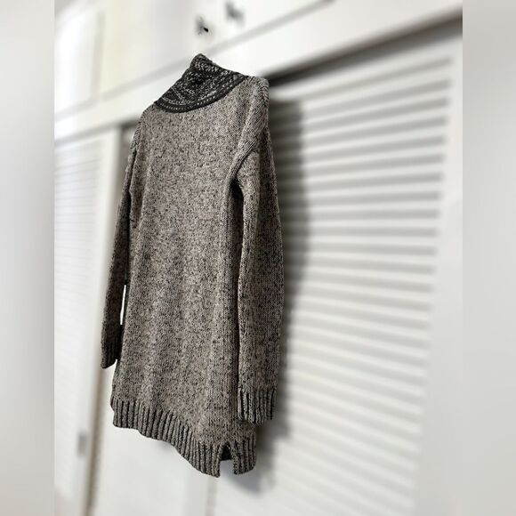 Anthropologie Kaisely Midi Chunky Wool Blend Open Cardigan Sweater Gray Size M - Picture 8 of 12